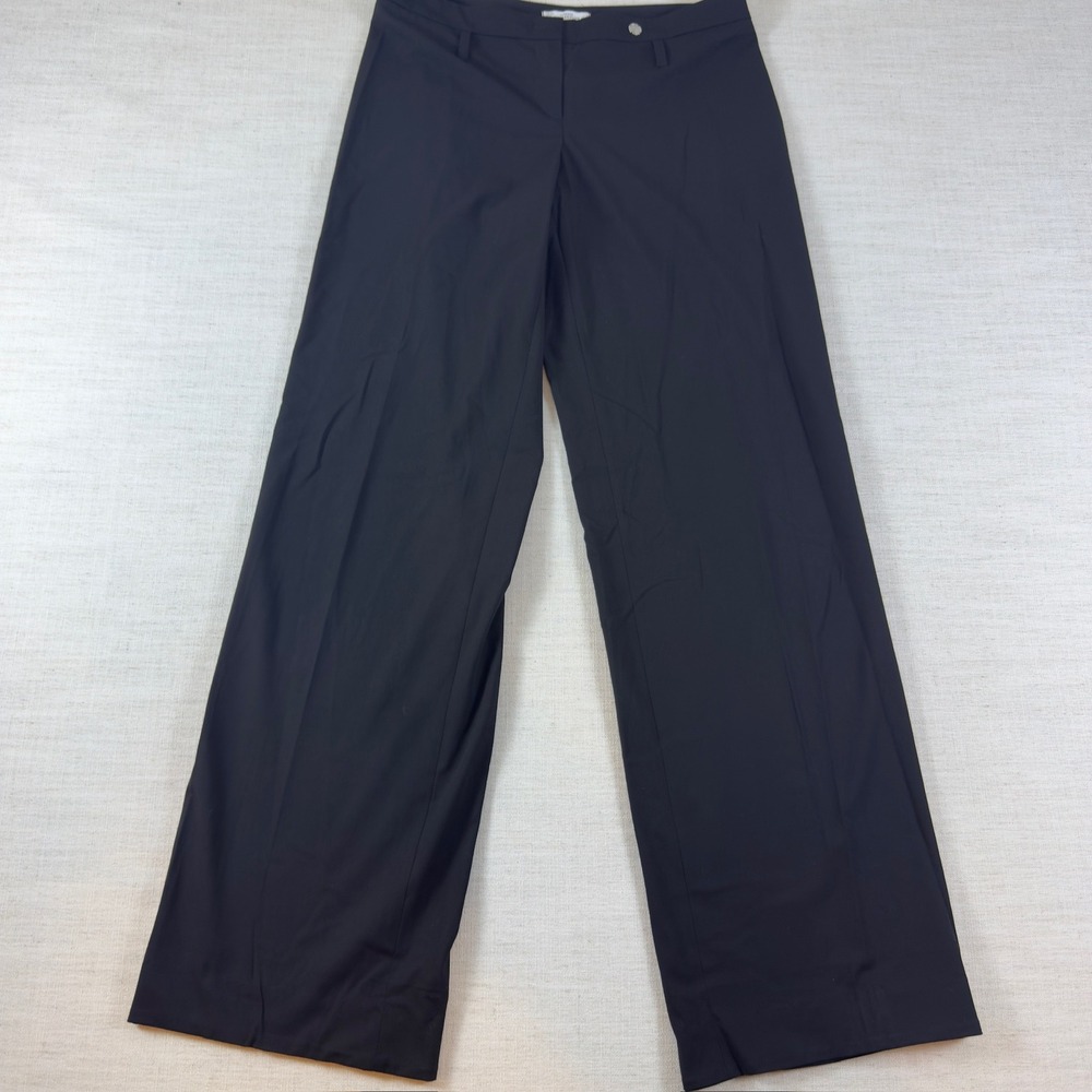 Versace Collection Black Wide Leg Tailored Trousers Dress Pants Medusa Button